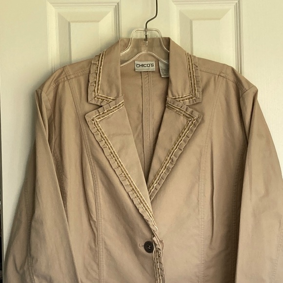 Chico’s Jackets & Blazers - EUC Chico’s sz. 2, cream color jacket, 2 unopened pockets on front.   $9